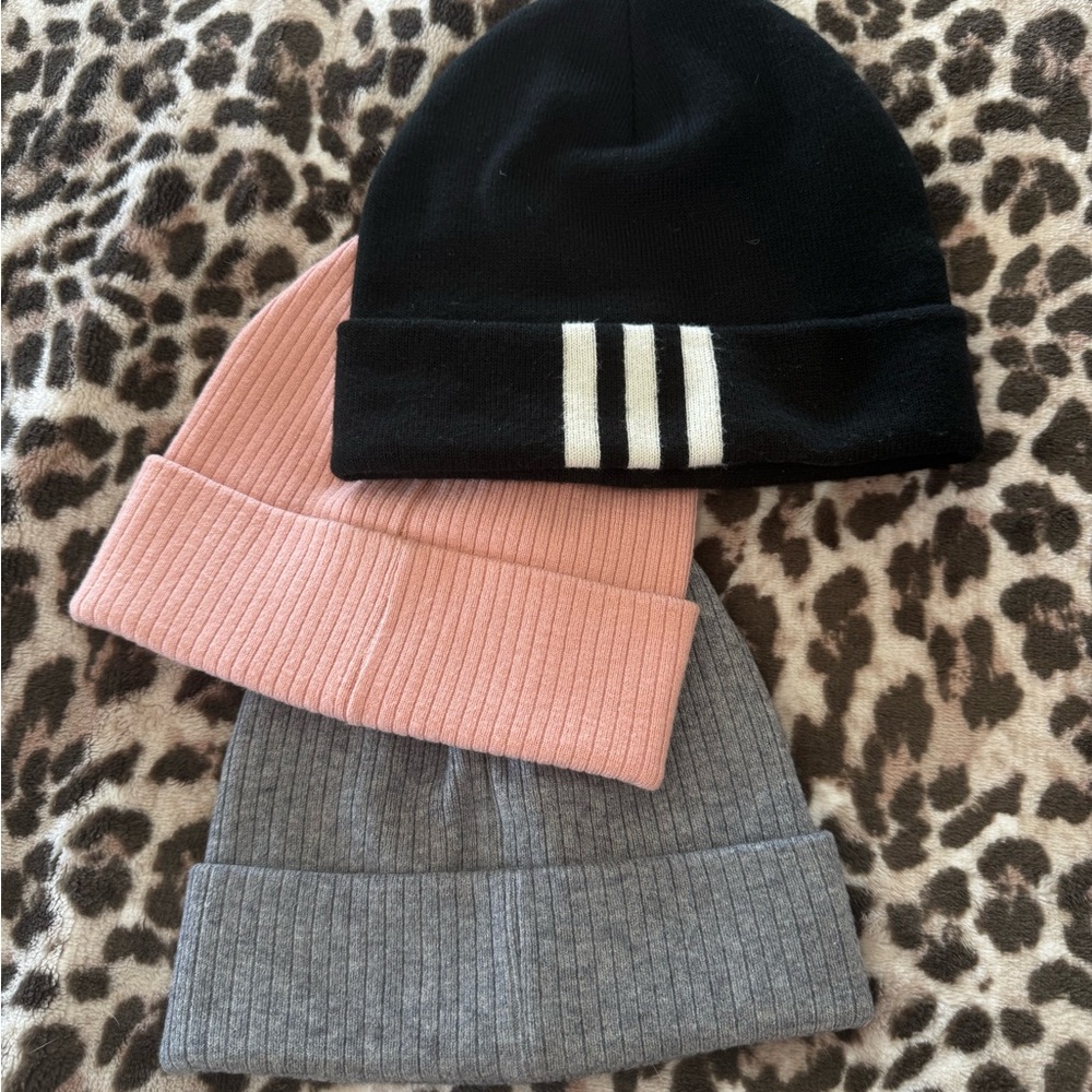 Three adidas women beanie hats